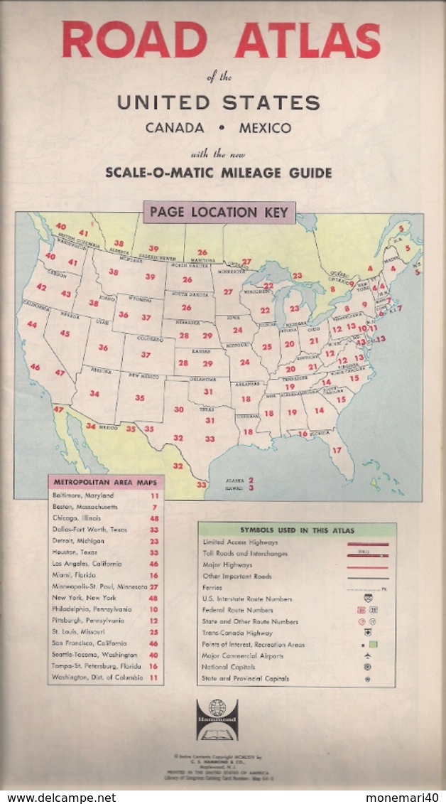 U.S.A. - CANADA - MEXICO (ROAD ATLAS) CARTES ROUTIÈRES - SPECIAL FEATURE - DETAILED WORLD'S FAIR MAP - HAMMOND. - Andere & Zonder Classificatie