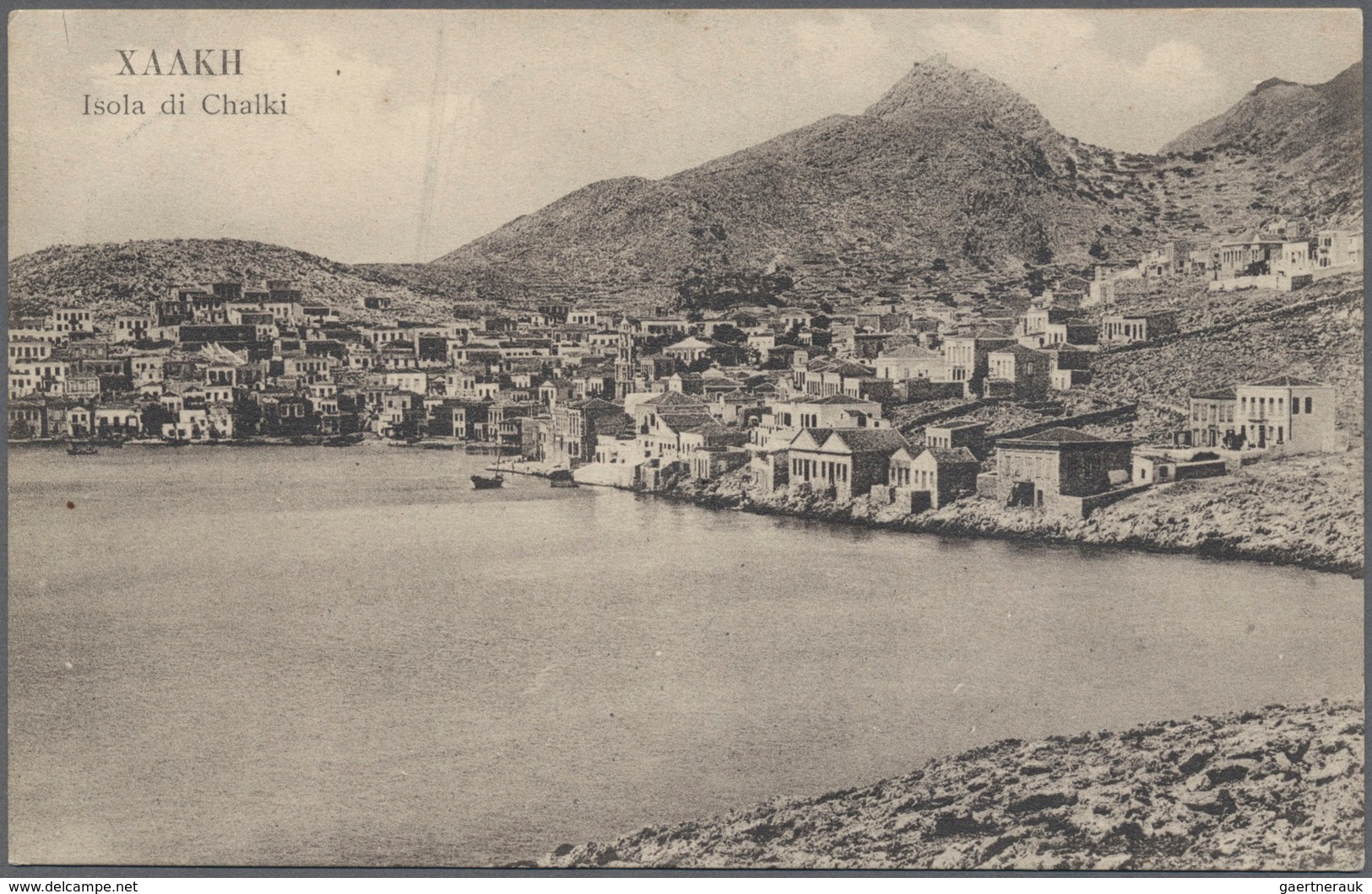 Ägäische Inseln: 1917, Lot Of Two Used Ppc: 1917 Ppc "Isola Di Chalki" Used 5 C. Green "Karki" 26.7. - Aegean