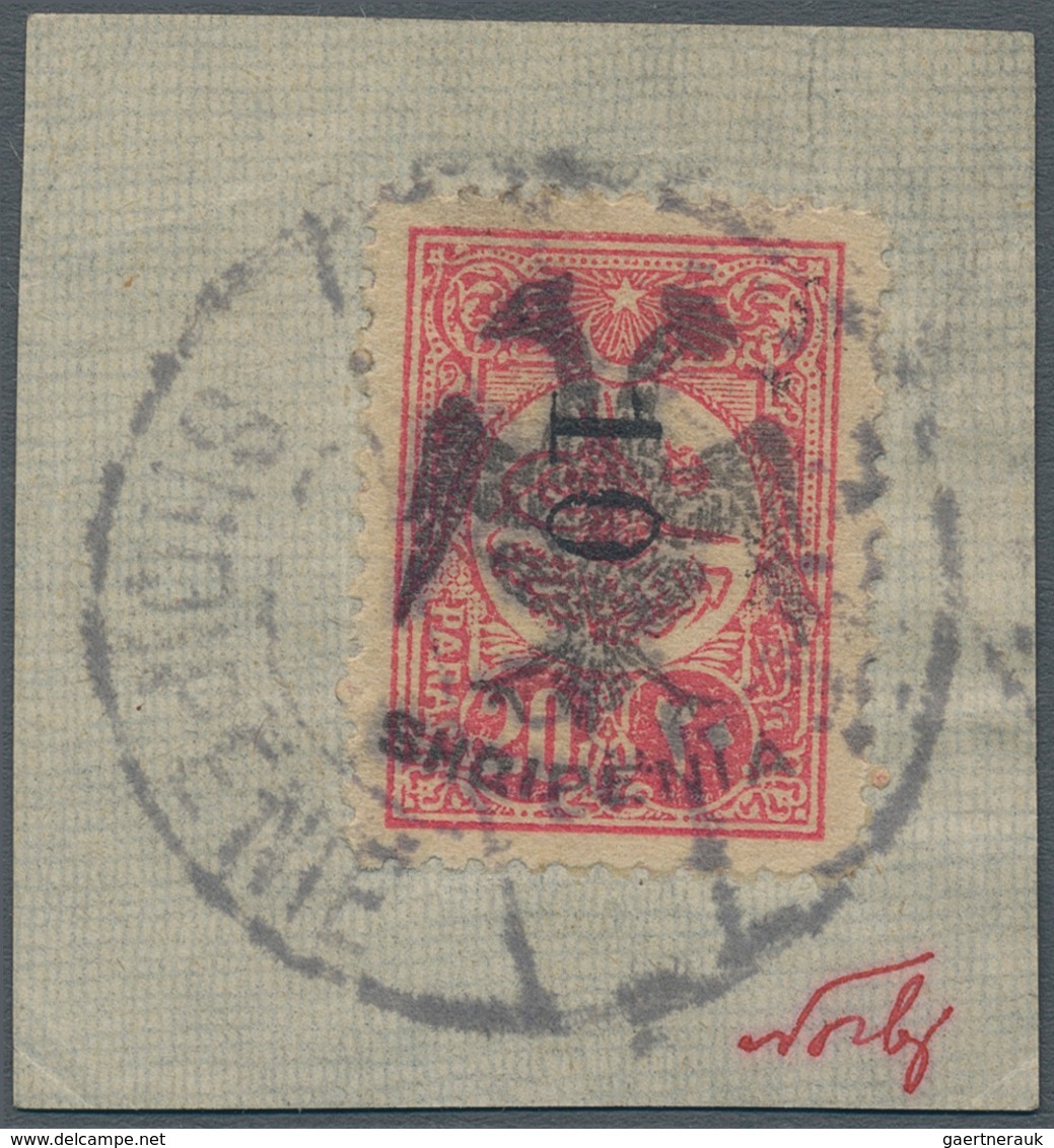 Albanien: 1913, Double Headed Eagle Overprints, 10 On 20pa. Rose, Fresh Colour, On Piece Neatly Canc - Albanie