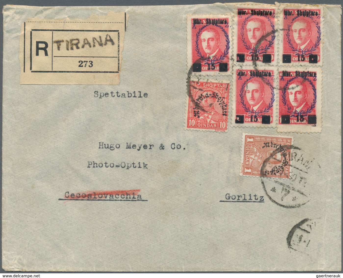 Albanien: 1927/1930, Two Registered Letters From ELBASAN Respectively TIRANA. One As A 25 Q Statione - Albanie