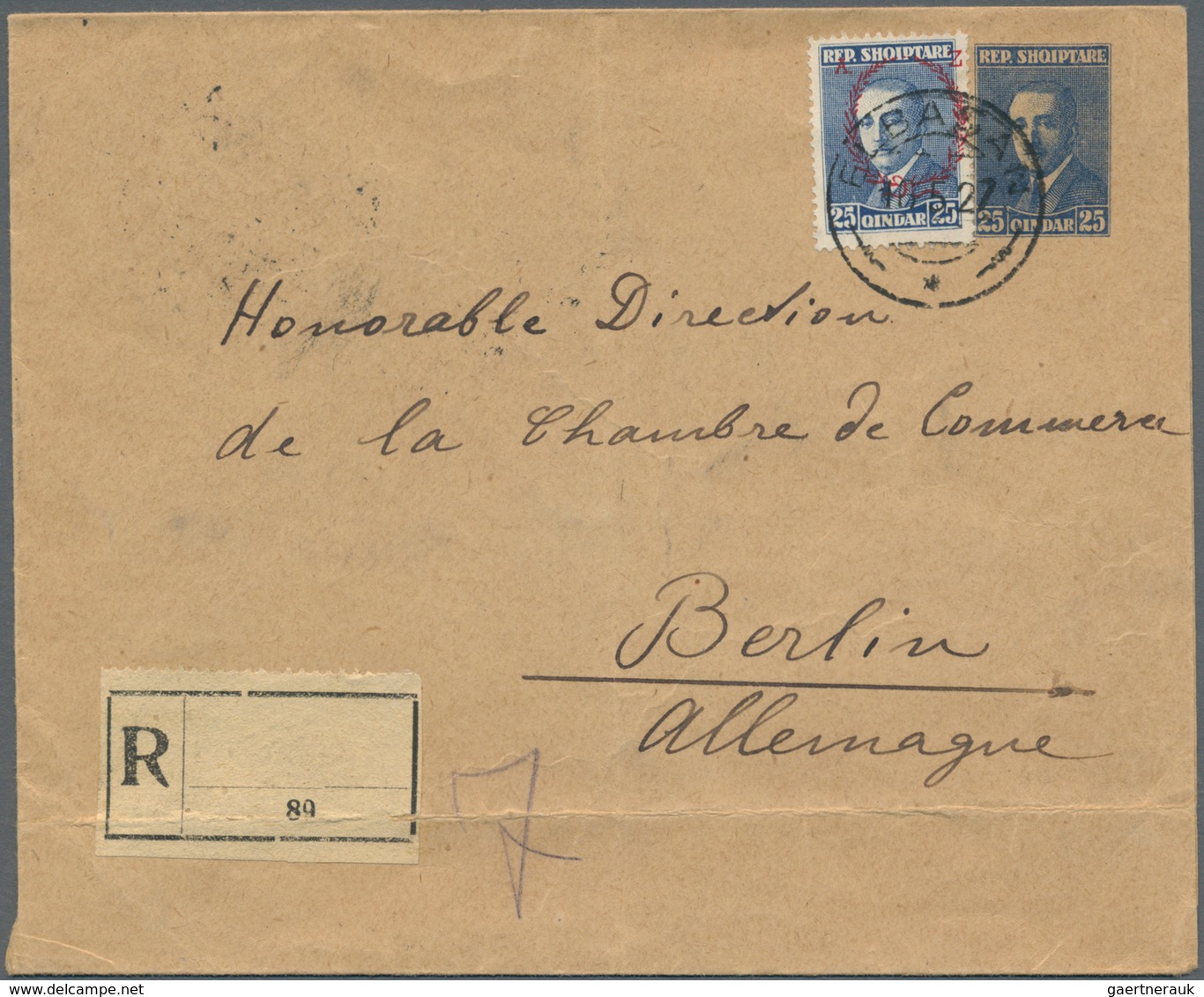 Albanien: 1927/1930, Two Registered Letters From ELBASAN Respectively TIRANA. One As A 25 Q Statione - Albanië