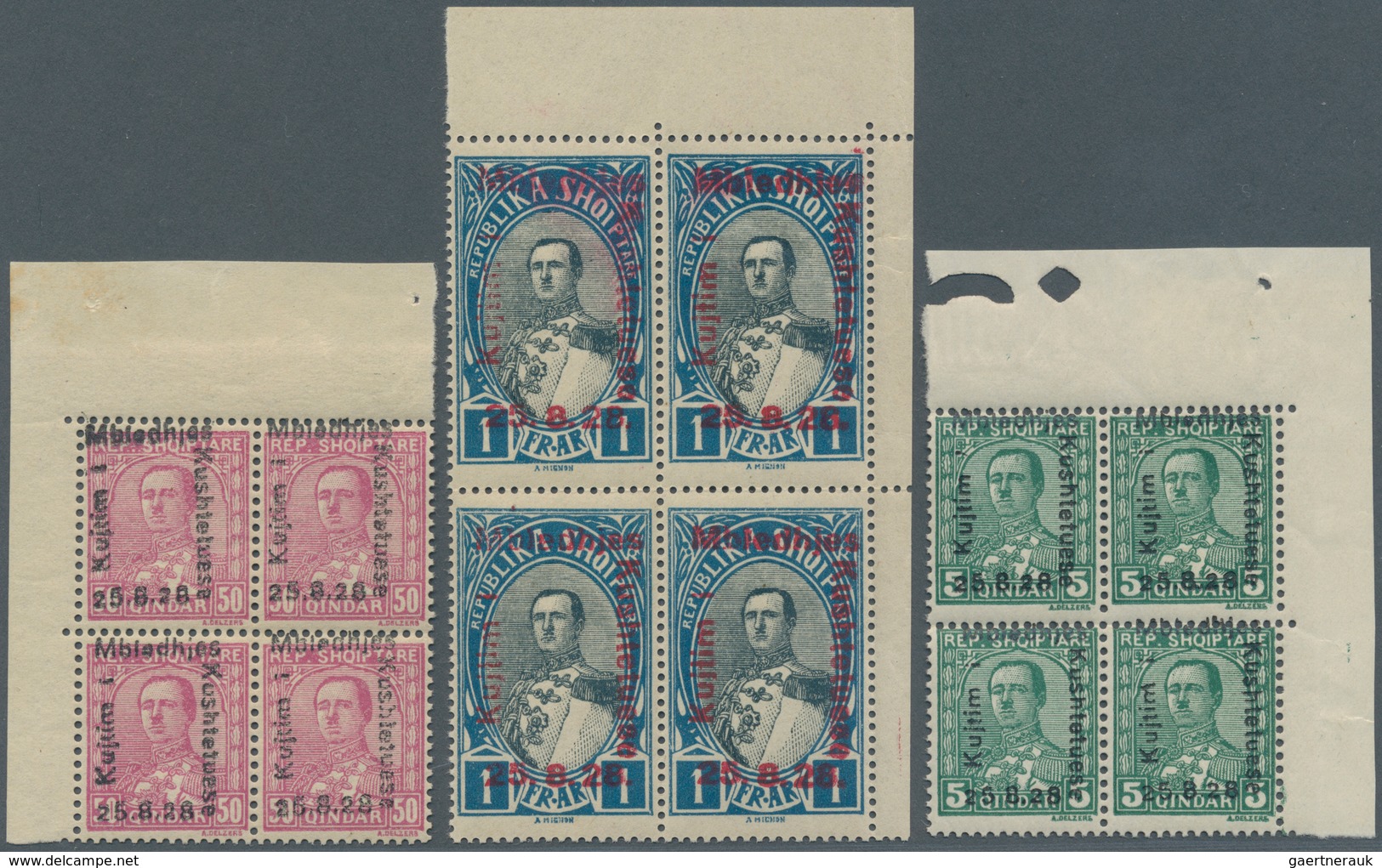 Albanien: 1928 (25 Aug). National Assembly. Unissued Stamps Depicting President Ahmed Zogu, Overprin - Albania