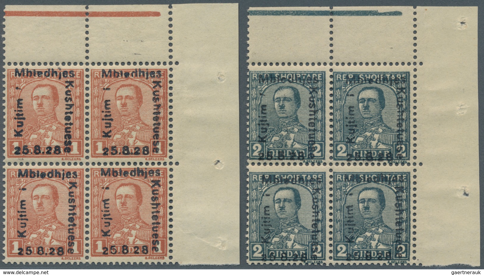 Albanien: 1928 (25 Aug). National Assembly. Unissued Stamps Depicting President Ahmed Zogu, Overprin - Albanië
