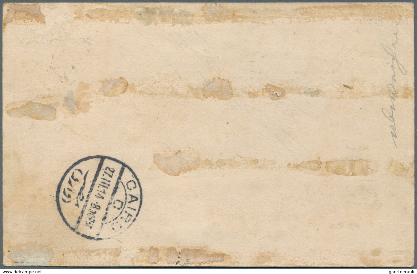 Albanien - Ganzsachen: 1914 Postal Stationery Card 10 Qint Rose From Shkoder To Caire Egypt, Rare De - Albania