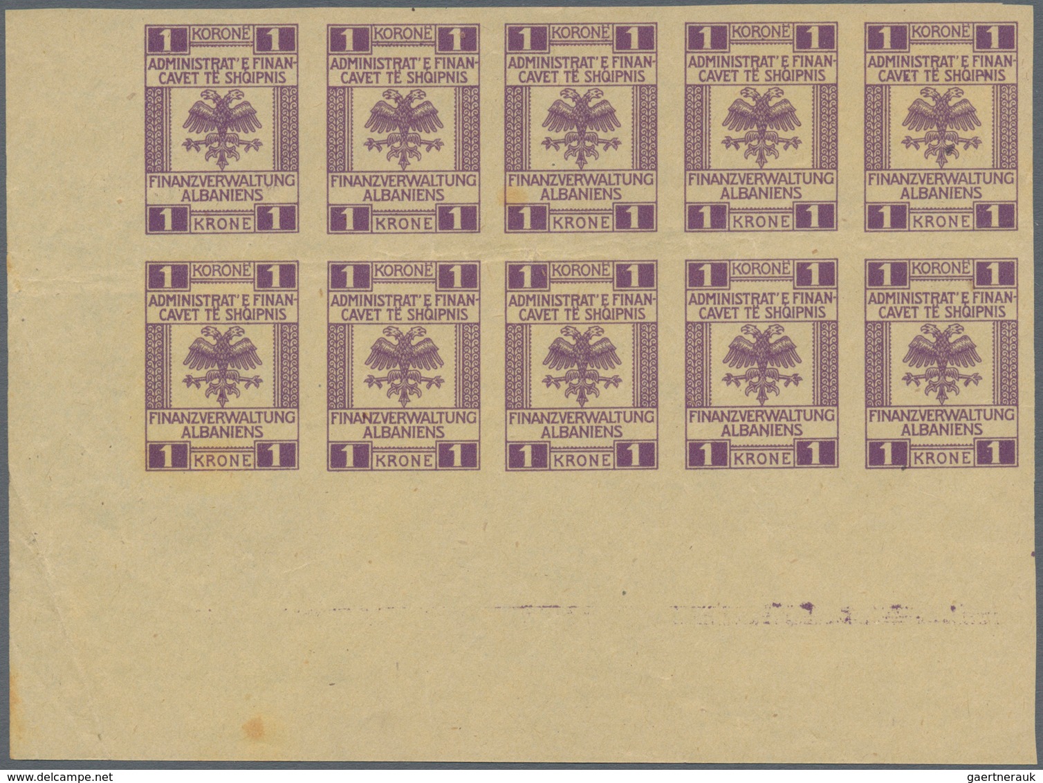 Albanien - Besonderheiten: 1919 Appr.: Proofs For Fiscal Stamps With German Inscript "FINANZVERWALTU - Albania