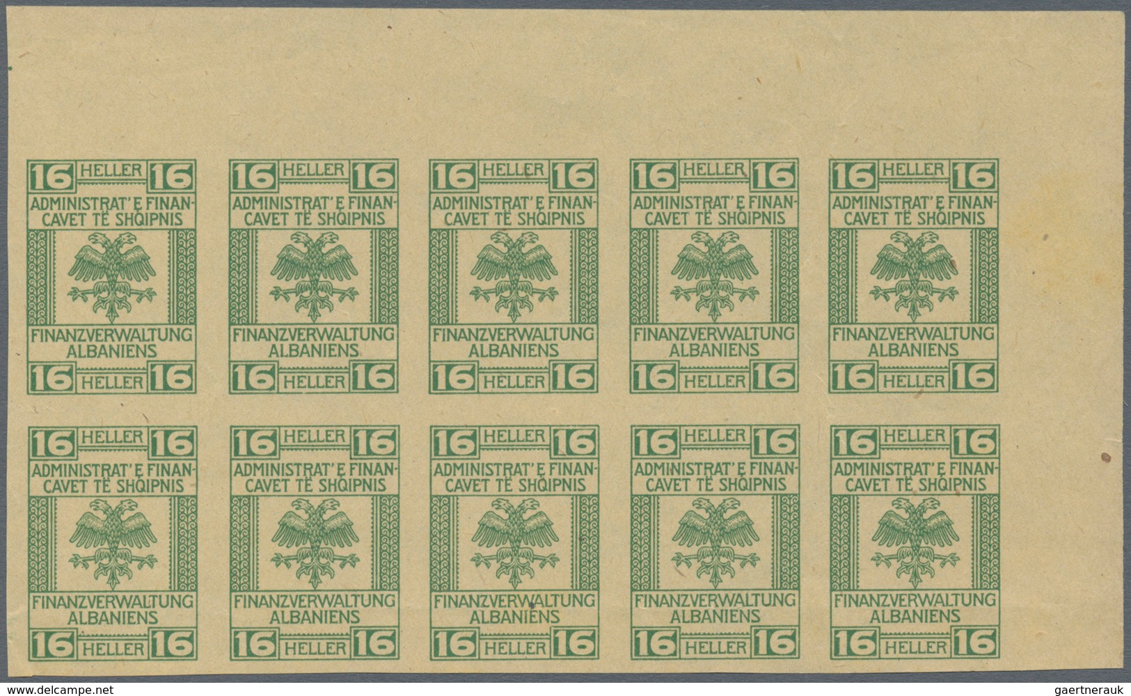 Albanien - Besonderheiten: 1919 appr.: Proofs for fiscal stamps with German inscript "FINANZVERWALTU