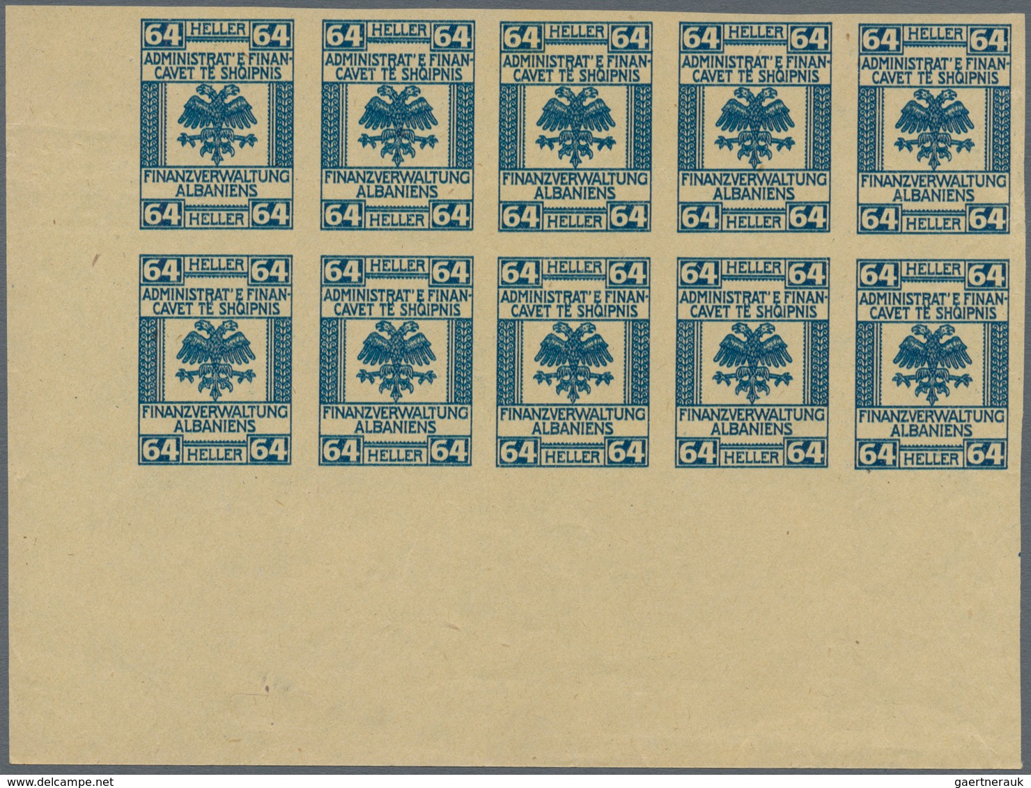 Albanien - Besonderheiten: 1919 appr.: Proofs for fiscal stamps with German inscript "FINANZVERWALTU