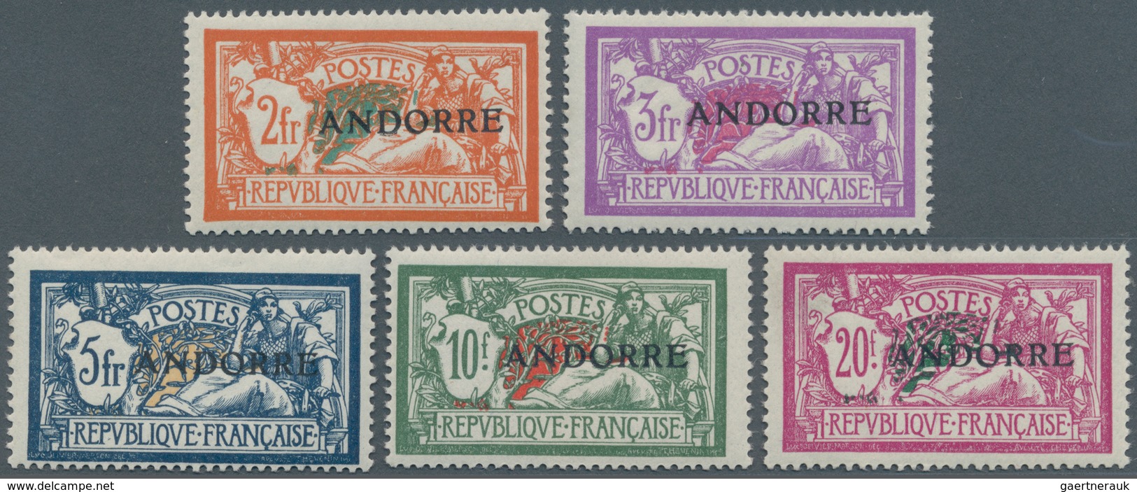Andorra - Französische Post: 1931, Postage Stamps 2 Fr. - 20 Fr., Five Mint Peak Values, (Mi€ For ** - Other & Unclassified