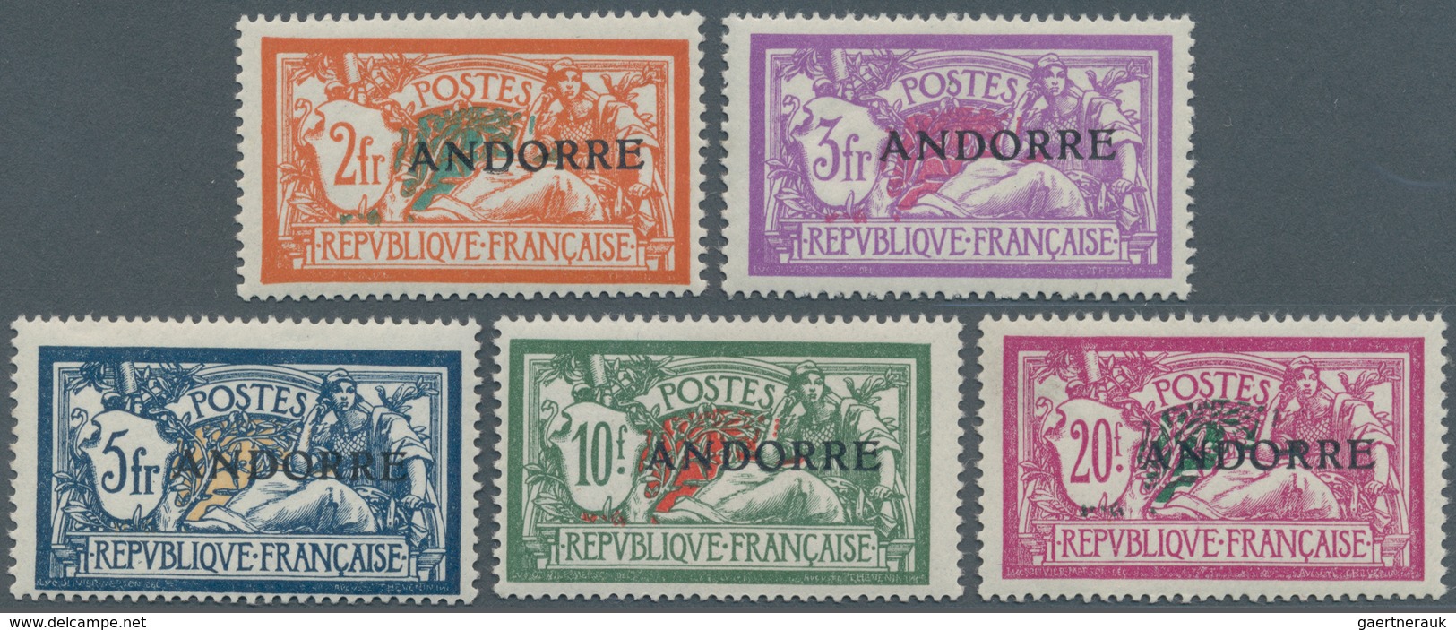 Andorra - Französische Post: 1931, Postage Stamps 2 Fr. - 20 Fr., Five Mint Peak Values, (Mi€ For ** - Sonstige & Ohne Zuordnung