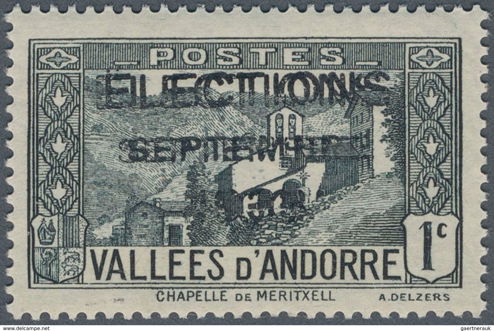 Andorra - Französische Post: 1933, "ELECTIONS" Overprints, Private Issue, 1c. Grey With Inverted Ove - Sonstige & Ohne Zuordnung