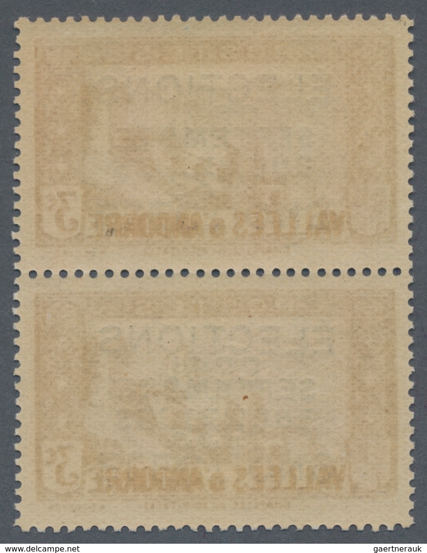 Andorra - Französische Post: 1933, "ELECTIONS" Overprints, Private Issue, 3c. Brown As Vertical Pair - Autres & Non Classés