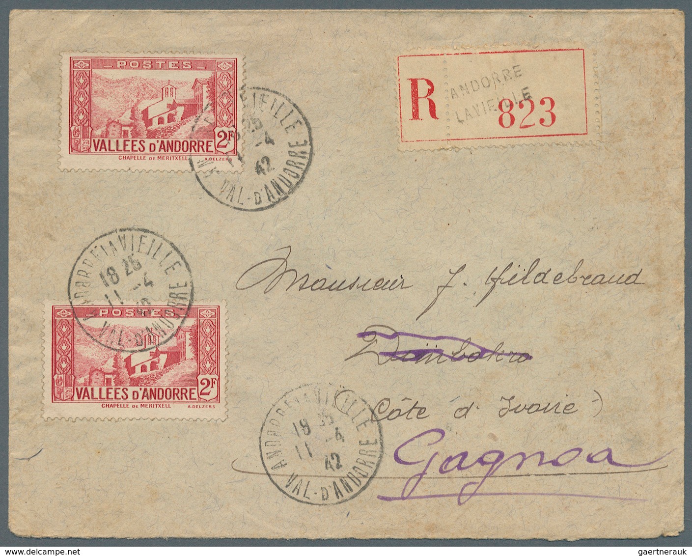 Andorra - Französische Post: 1942. Registered Envelope (some Marks Around The Margins) Addressed To - Autres & Non Classés