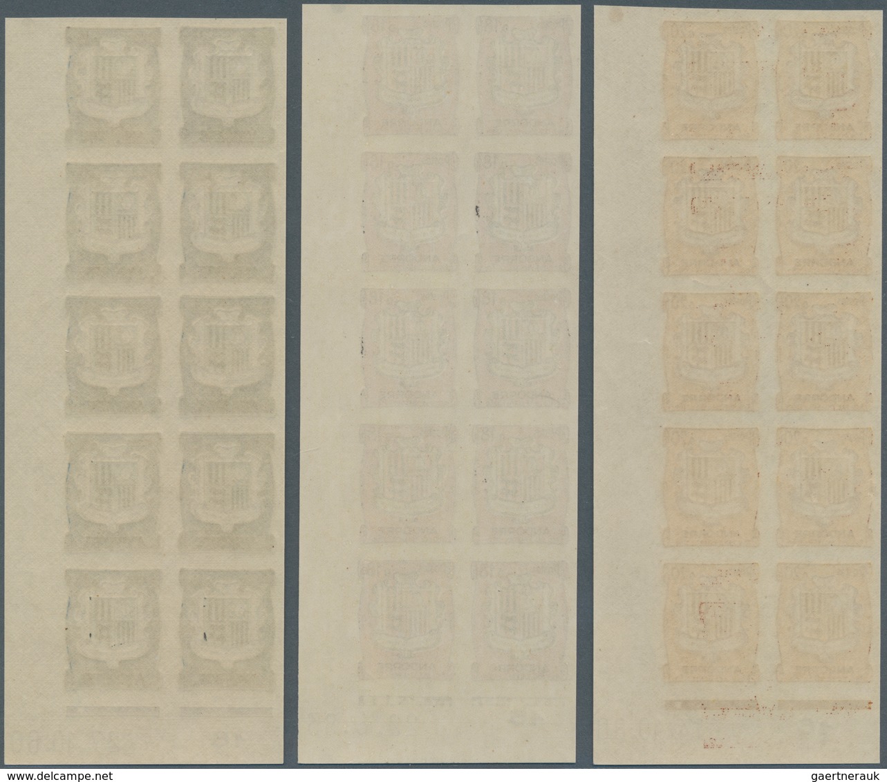 Andorra - Französische Post: 1961/1964, Coat Of Arms Complete Set Of Eight In IMPERFORATE Blocks Of - Autres & Non Classés