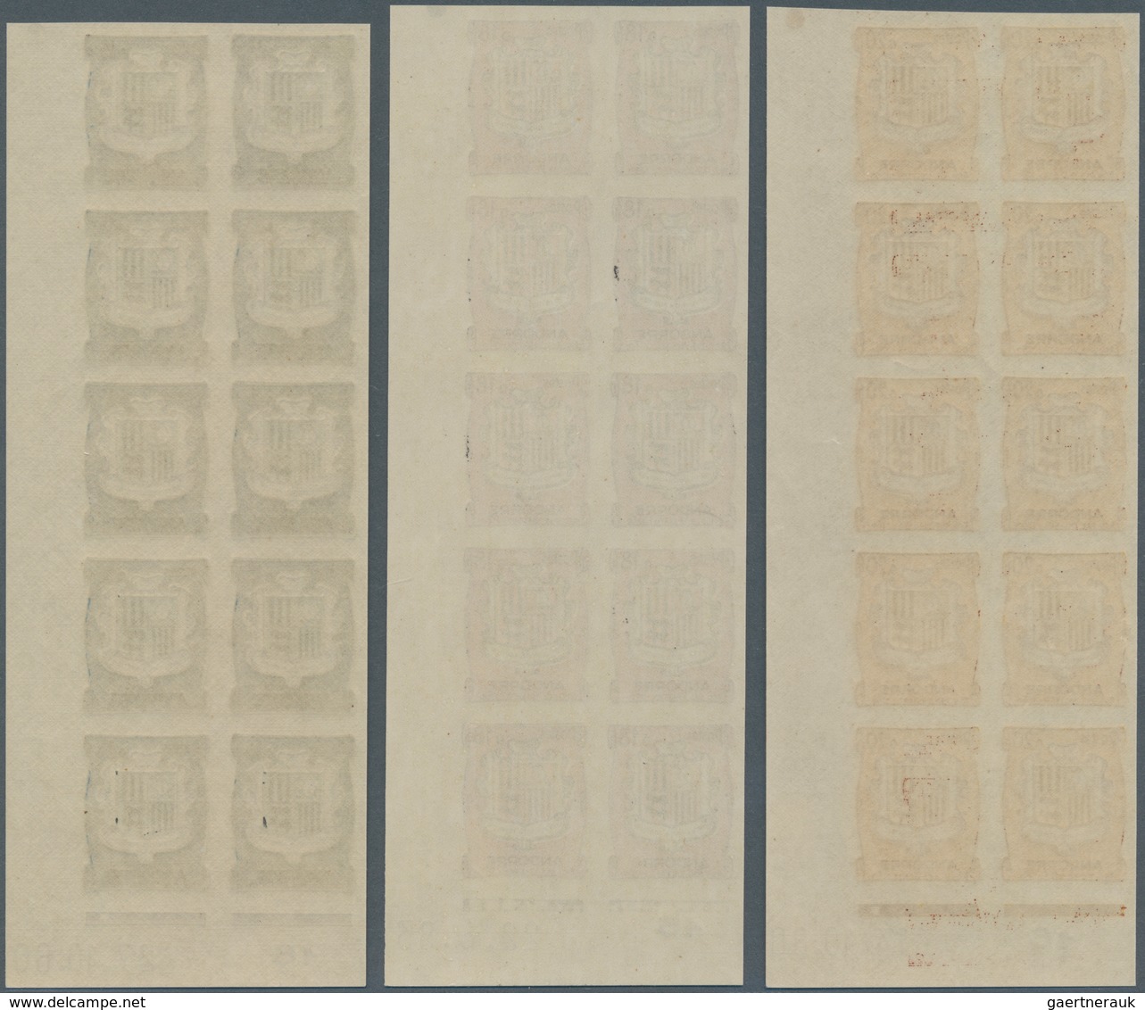 Andorra - Französische Post: 1961/1964, Coat Of Arms Complete Set Of Eight In IMPERFORATE Blocks Of - Other & Unclassified