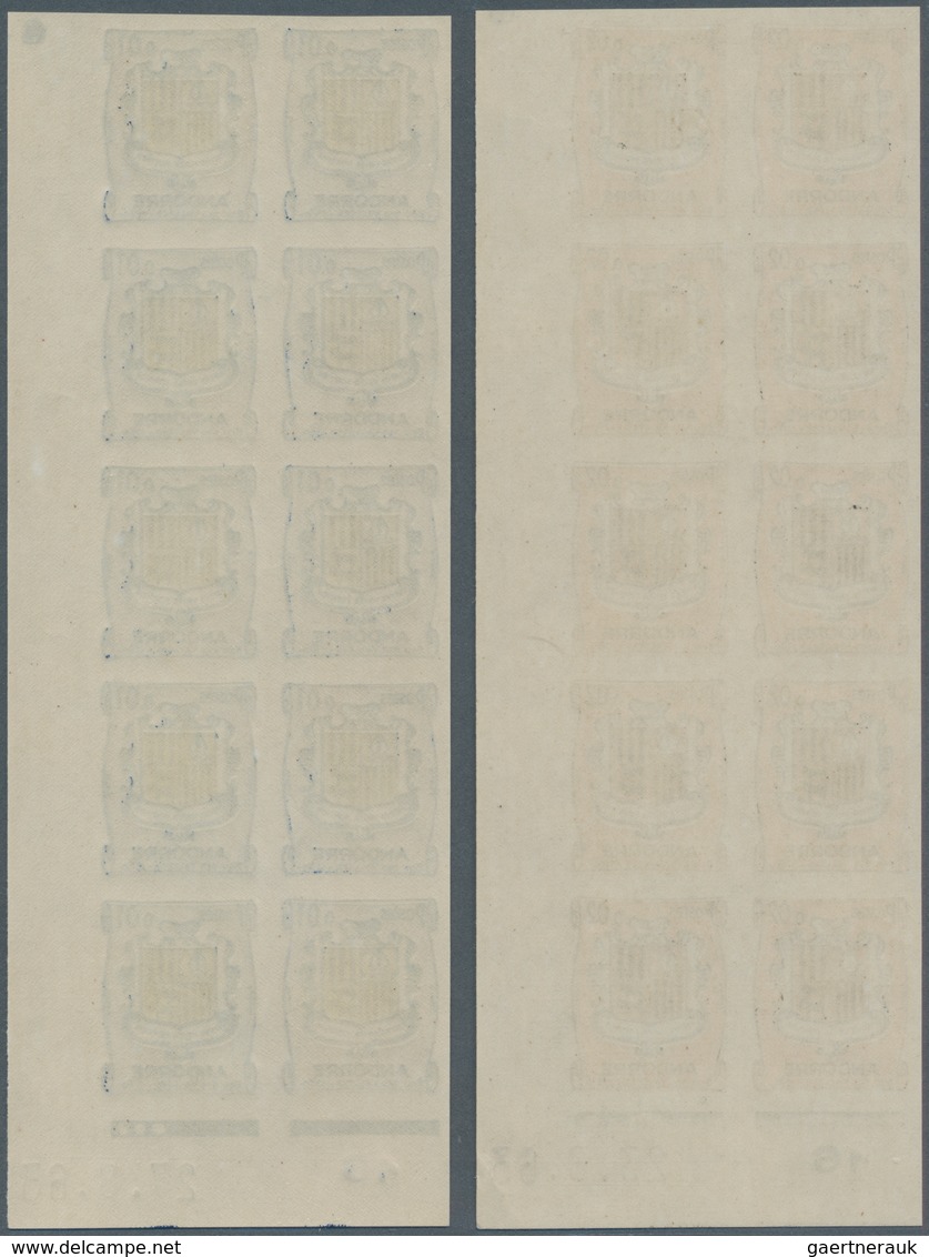 Andorra - Französische Post: 1961/1964, Coat Of Arms Complete Set Of Eight In IMPERFORATE Blocks Of - Autres & Non Classés