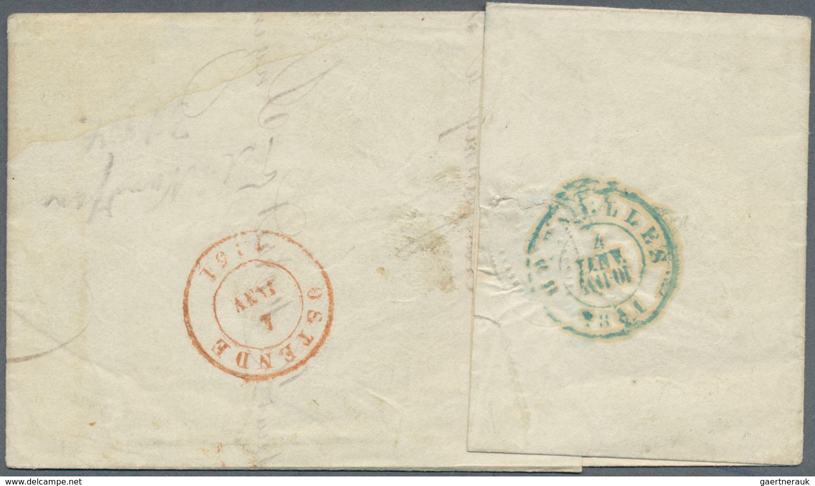 Belgien: 1851, EARLY USAGE 10c. Brown Horiz. Pair, Fresh Colour, Touched To Full Margins, On Letters - Lettres & Documents