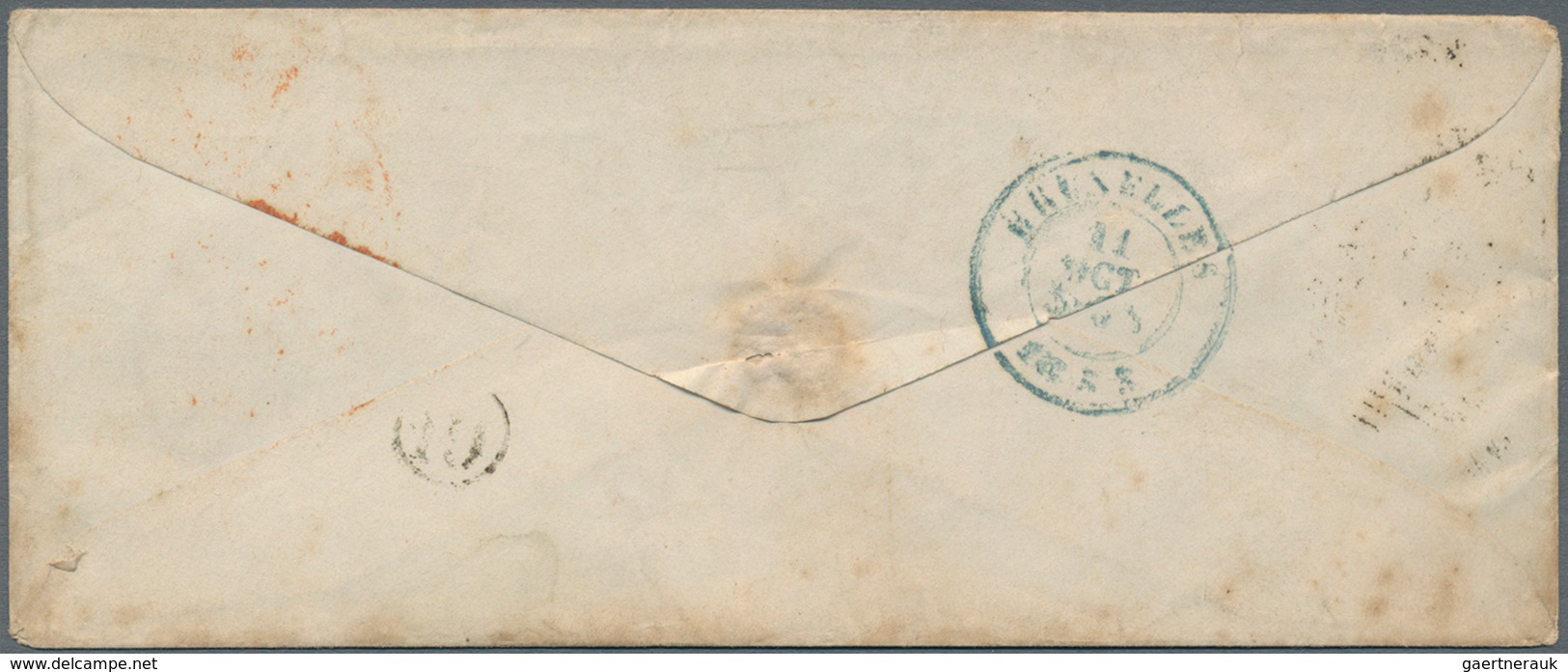 Belgien: 1855, Small Cover From Anvers To Brussels Franked By Two Singles Of 10c. Blackish Brown (di - Lettres & Documents