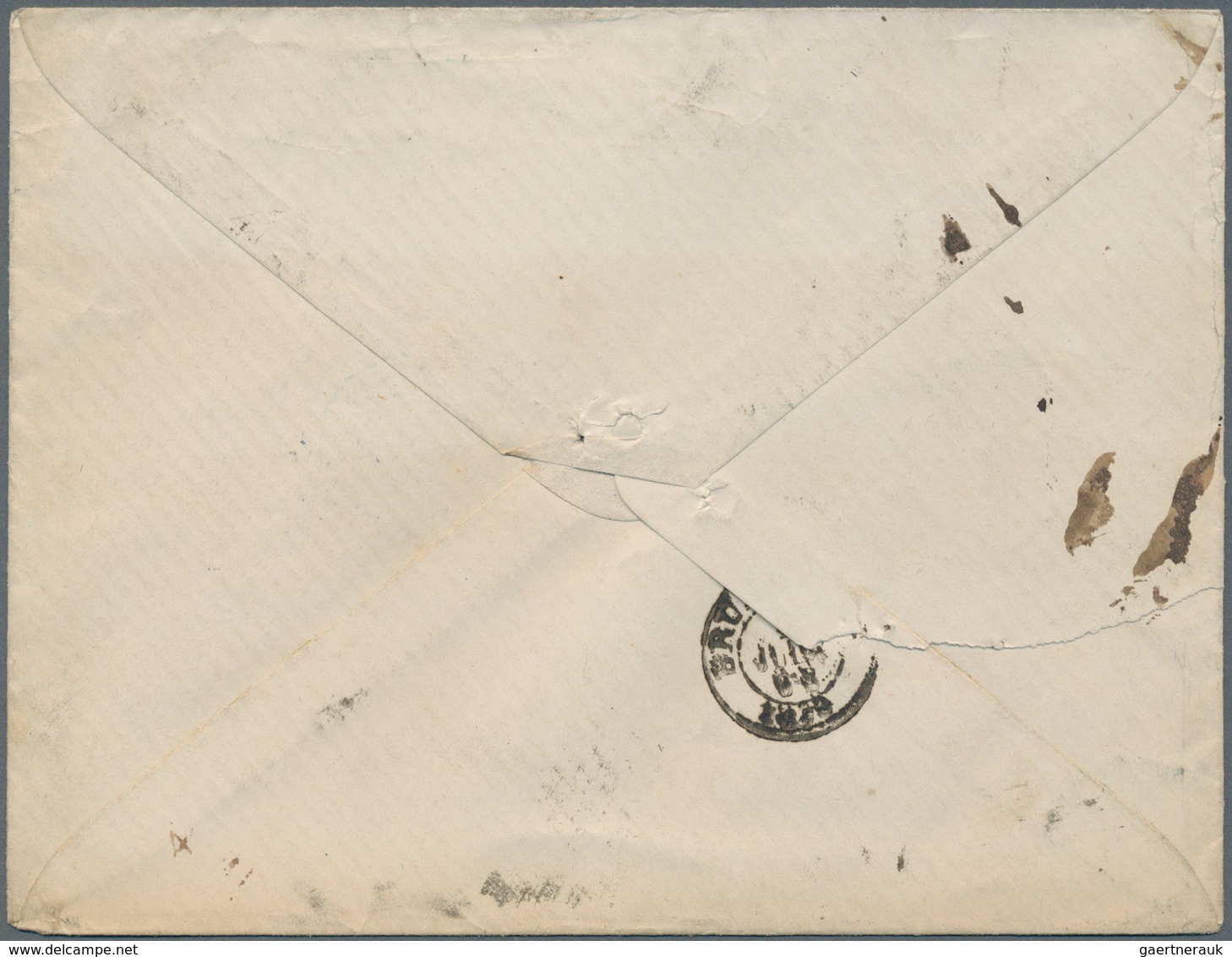 Belgien: 1873. Envelope Addressed To France Bearing Yvert 30, 10c Green (strip Of Three, Left Stamp - Briefe U. Dokumente