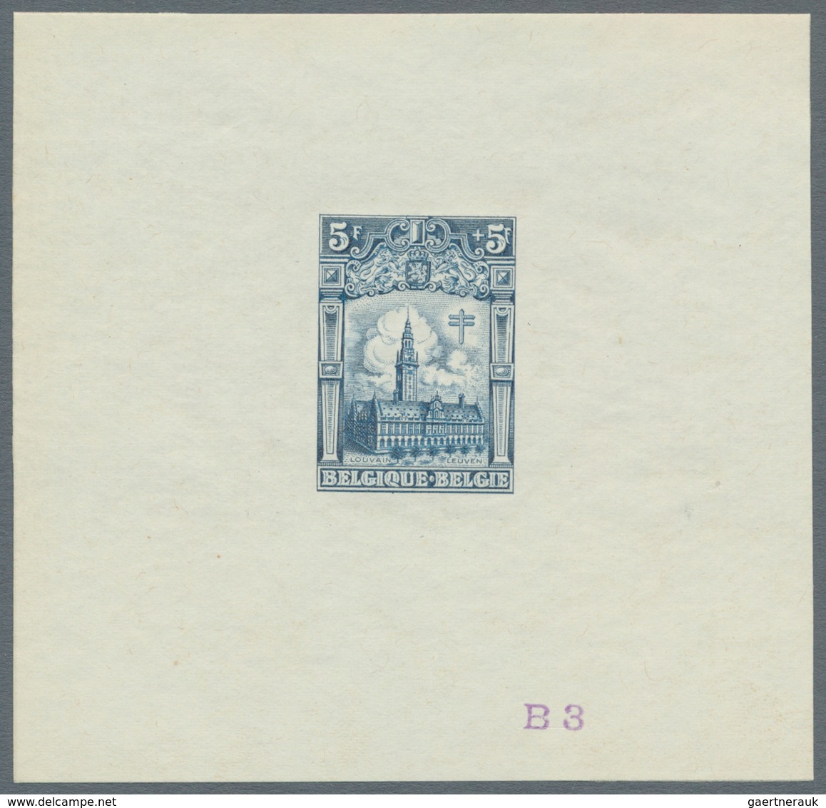 Belgien: 1928, Tuberculosis Fighting, 5fr.+5fr. "Leuven University", Set Of 20 Epreuves In Different - Lettres & Documents