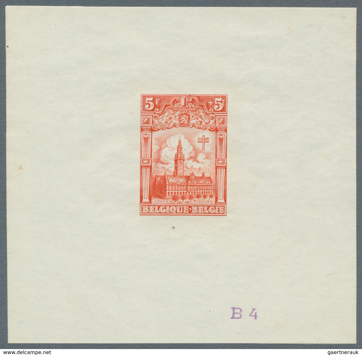 Belgien: 1928, Tuberculosis Fighting, 5fr.+5fr. "Leuven University", Set Of 20 Epreuves In Different - Covers & Documents