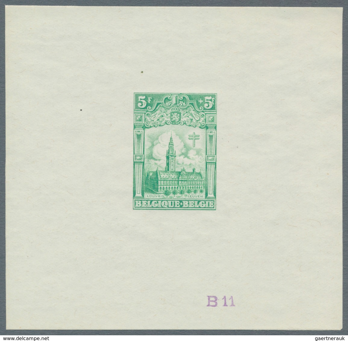 Belgien: 1928, Tuberculosis Fighting, 5fr.+5fr. "Leuven University", set of 20 epreuves in different