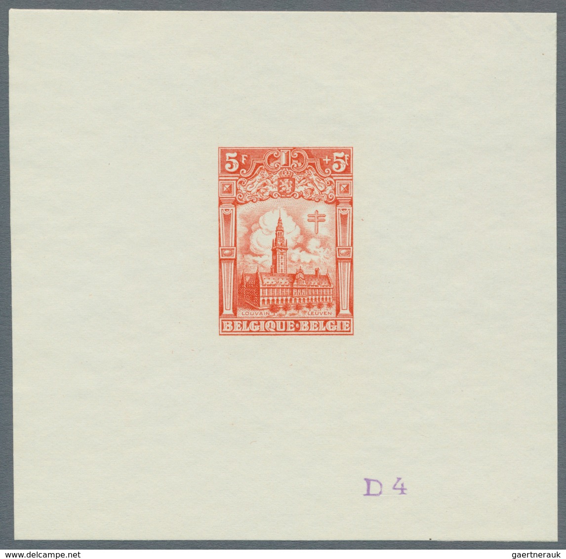 Belgien: 1928, Tuberculosis Fighting, 5fr.+5fr. "Leuven University", Set Of 20 Epreuves In Different - Lettres & Documents