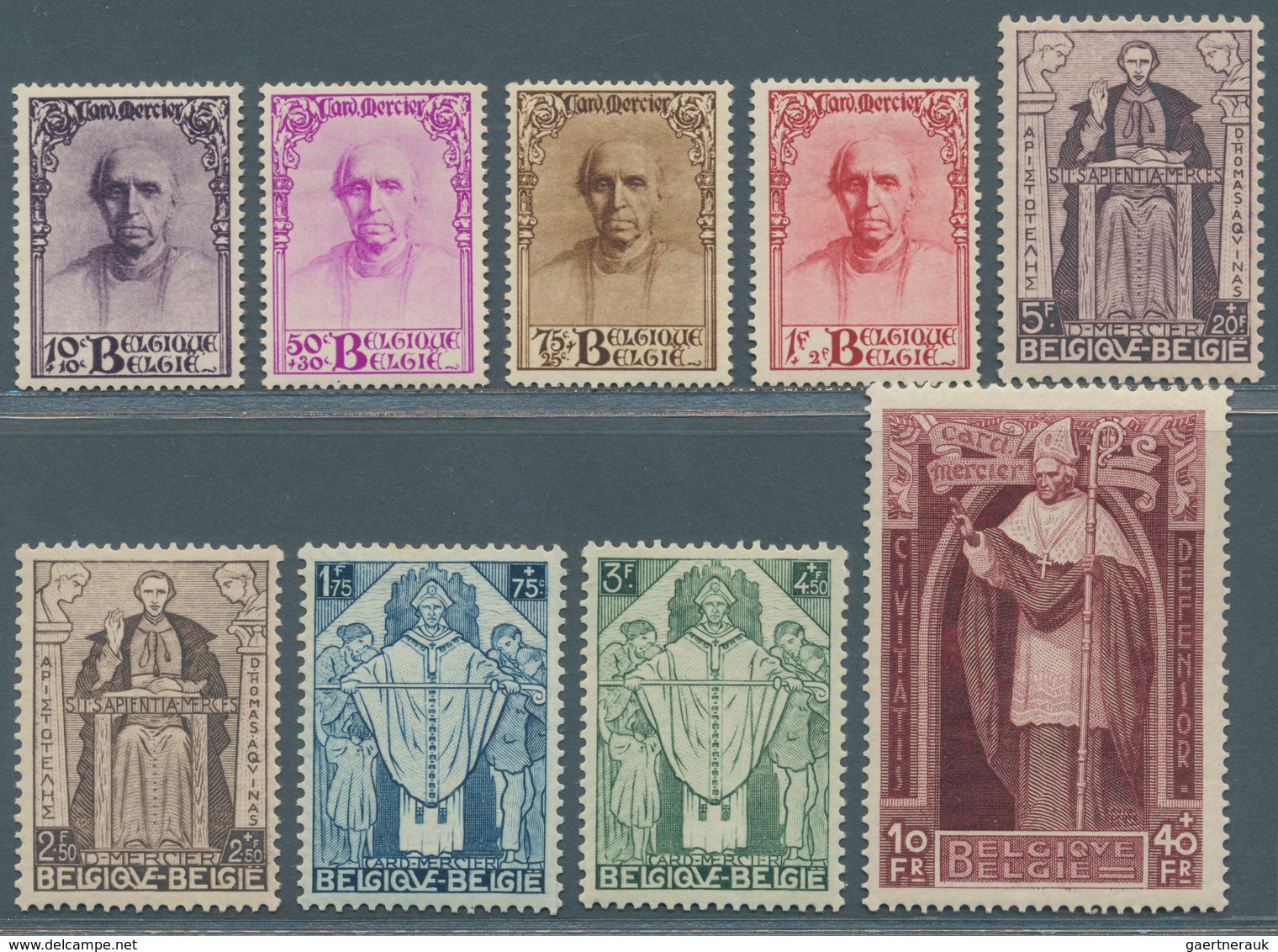 Belgien: 1932, Kardinal Mercier, Kpl. Satz, Die 5 Hohen Werte Mit Attest Raybaudi, Tadellos Postfris - Covers & Documents