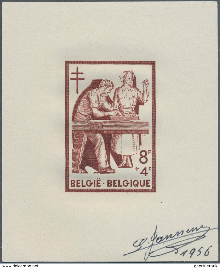 Belgien: 1956, Fight Against Tuberculosis, Essay On Ungummed Paper Similar To MiNr. 1053, Signed By - Covers & Documents