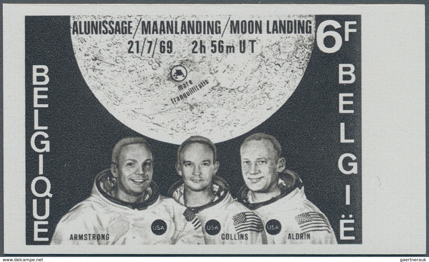 Belgien: 1969, 6 F Commemorating The First Moonlanding Imperforated, - Covers & Documents