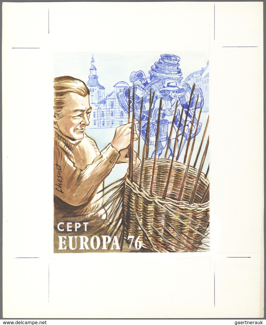 Belgien: 1976. Signed Artists Drawing Similar To The Later Released Stamp. - Lettres & Documents