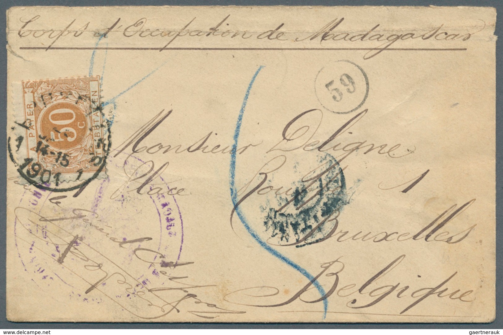Belgien - Portomarken: 1901. Stampless Envelope Endorsed 'Troupes Occupation De Madagascar' Addresse - Briefe U. Dokumente