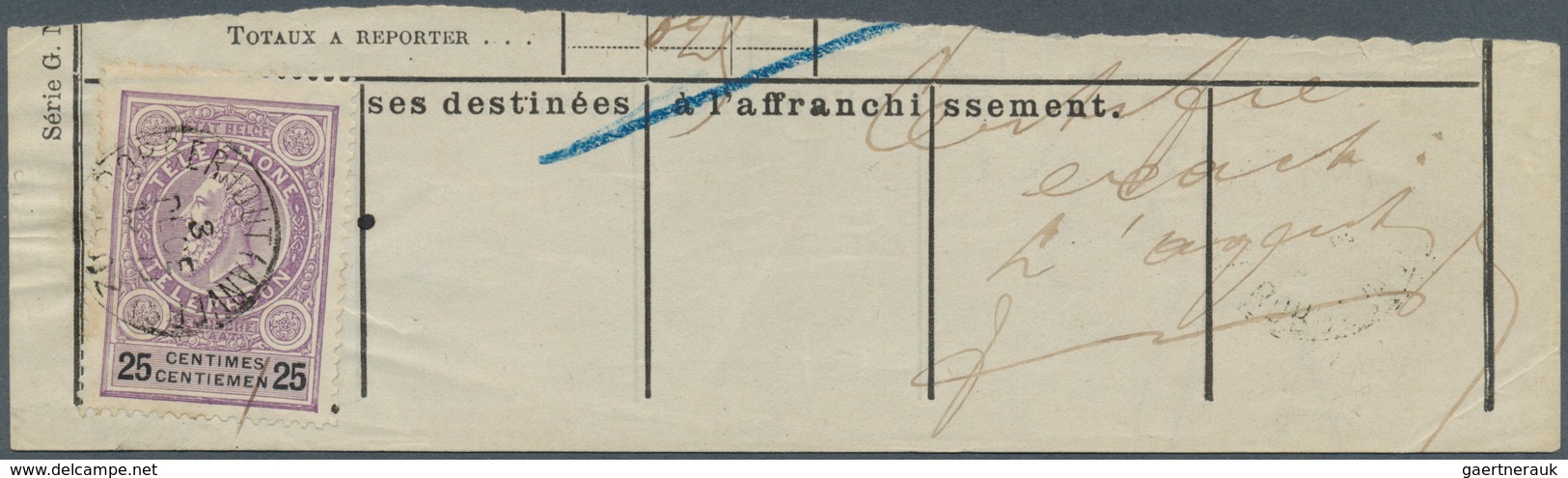 Belgien - Telefonmarken: 1891, 25 C. Telefonmarke Auf Abschnitt, Tadellos Gestempelt "BORGERHOUT (AN - Timbres Téléphones [TE]