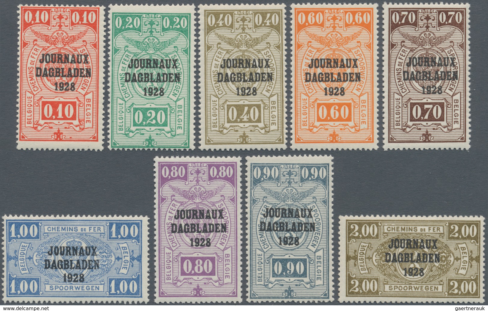 Belgien - Zeitungspaketmarken: 1928, Railway Parcel Stamps With Three-line Opt. ‚JOURNAUX / DAGBLADE - Zeitungsmarken [JO]