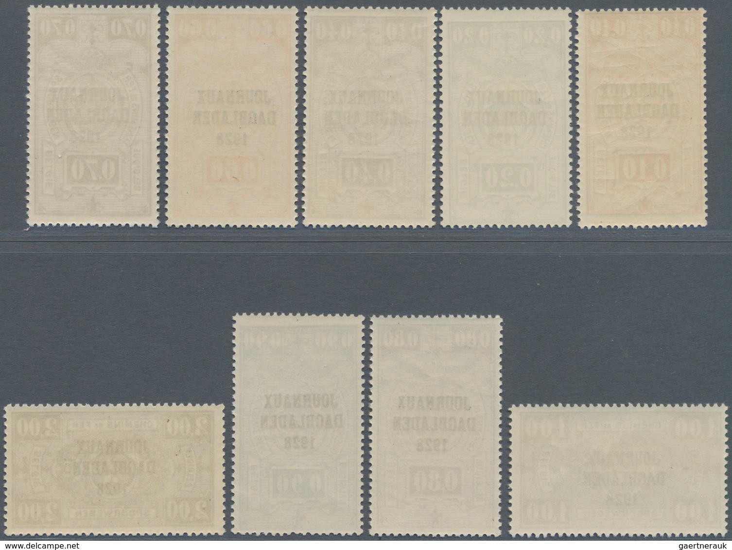 Belgien - Zeitungspaketmarken: 1928, Railway Parcel Stamps With Three-line Opt. ‚JOURNAUX / DAGBLADE - Zeitungsmarken [JO]
