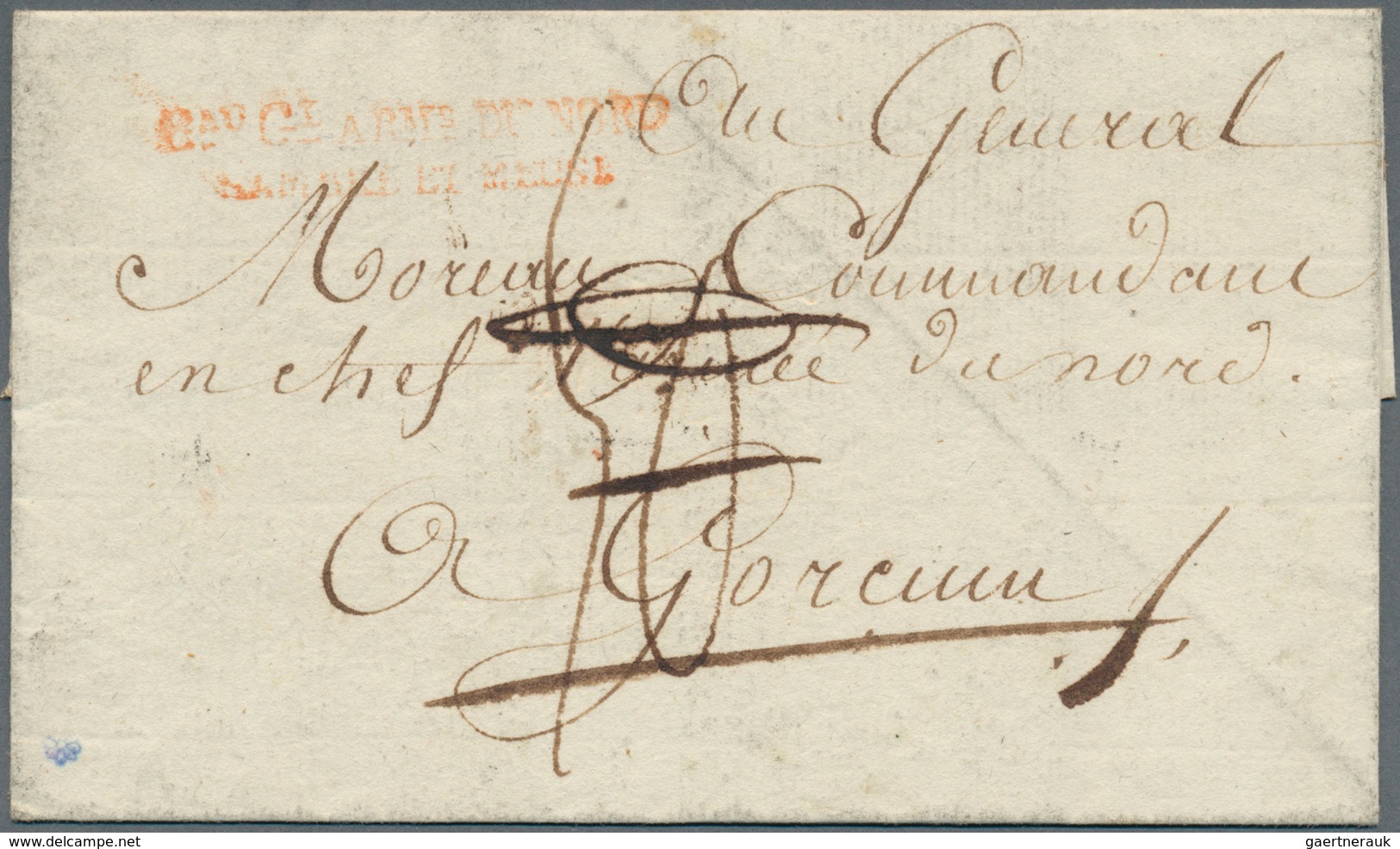 Belgien - Französische Armeepost: 1796, "B.AU. G.L. ARM.S. DU NORD SAMBRE ET MEUSE" (Brussel), Doubl - Autres & Non Classés