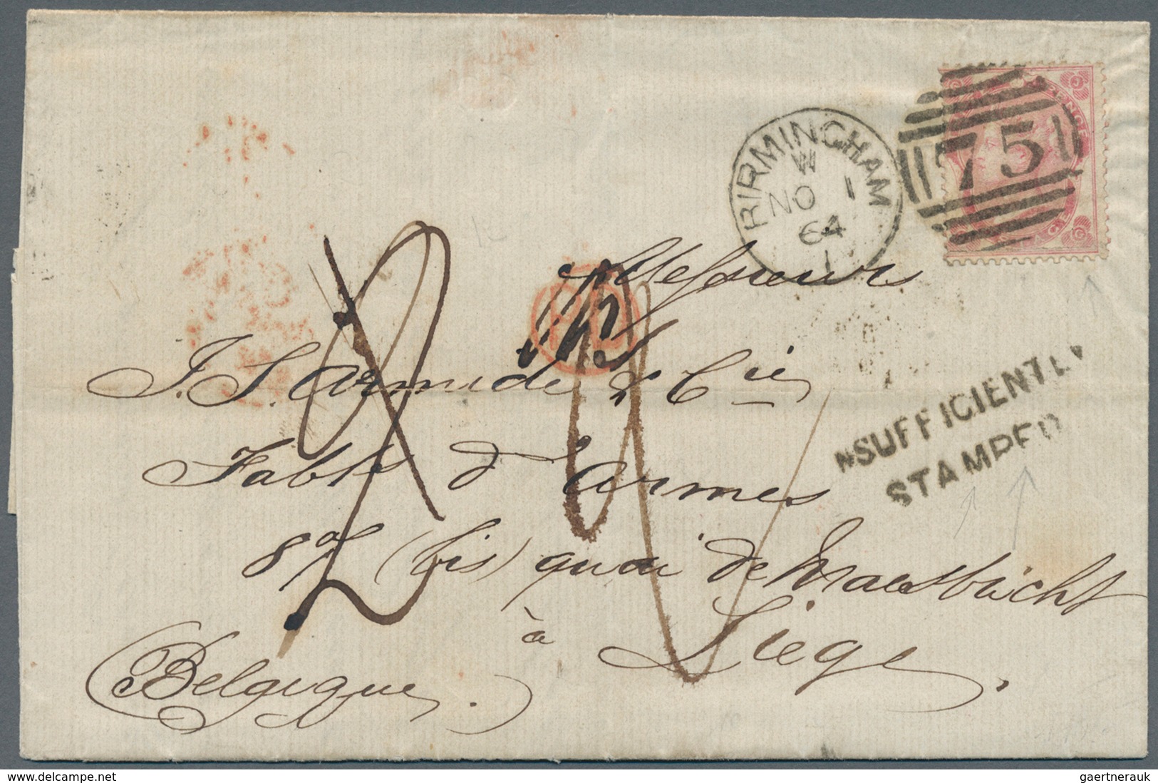 Belgien - Besonderheiten: 1864, Incoming Mail, Folded Letter Fanked With 3d Victoria Stamp Of The 18 - Sonstige & Ohne Zuordnung