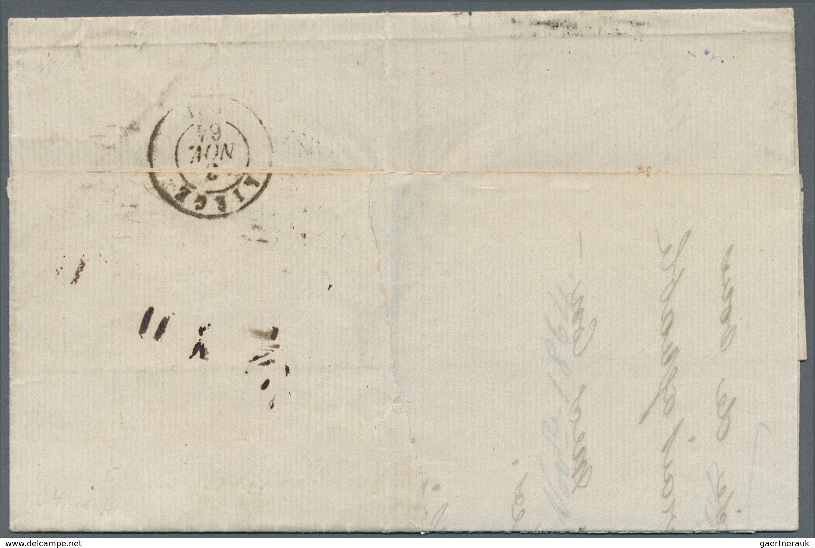 Belgien - Besonderheiten: 1864, Incoming Mail, Folded Letter Fanked With 3d Victoria Stamp Of The 18 - Sonstige & Ohne Zuordnung