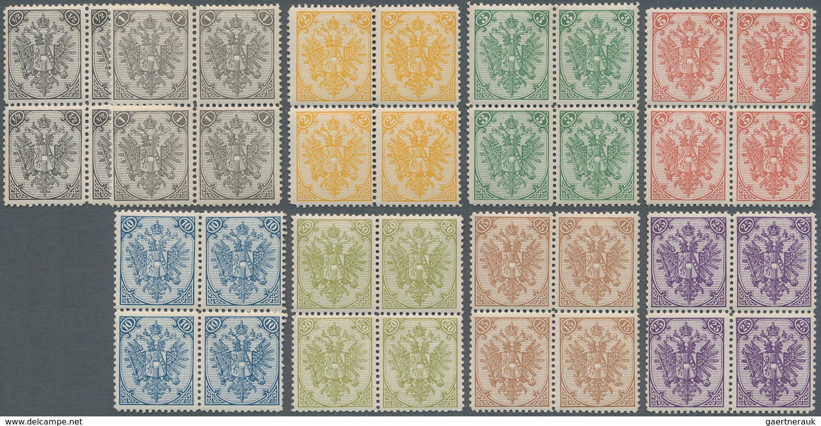 Bosnien Und Herzegowina (Österreich 1879/1918): 1905. TYPOGRAPHED ARMS. Reprints, Set Of Nine, Perf - Bosnia And Herzegovina