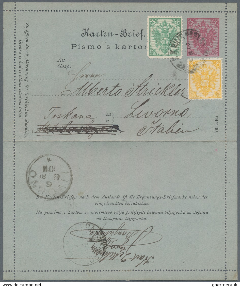 Bosnien Und Herzegowina (Österreich 1879/1918): 1886 Letter Card 5h Red On Grey (with Text Inside) U - Bosnie-Herzegovine