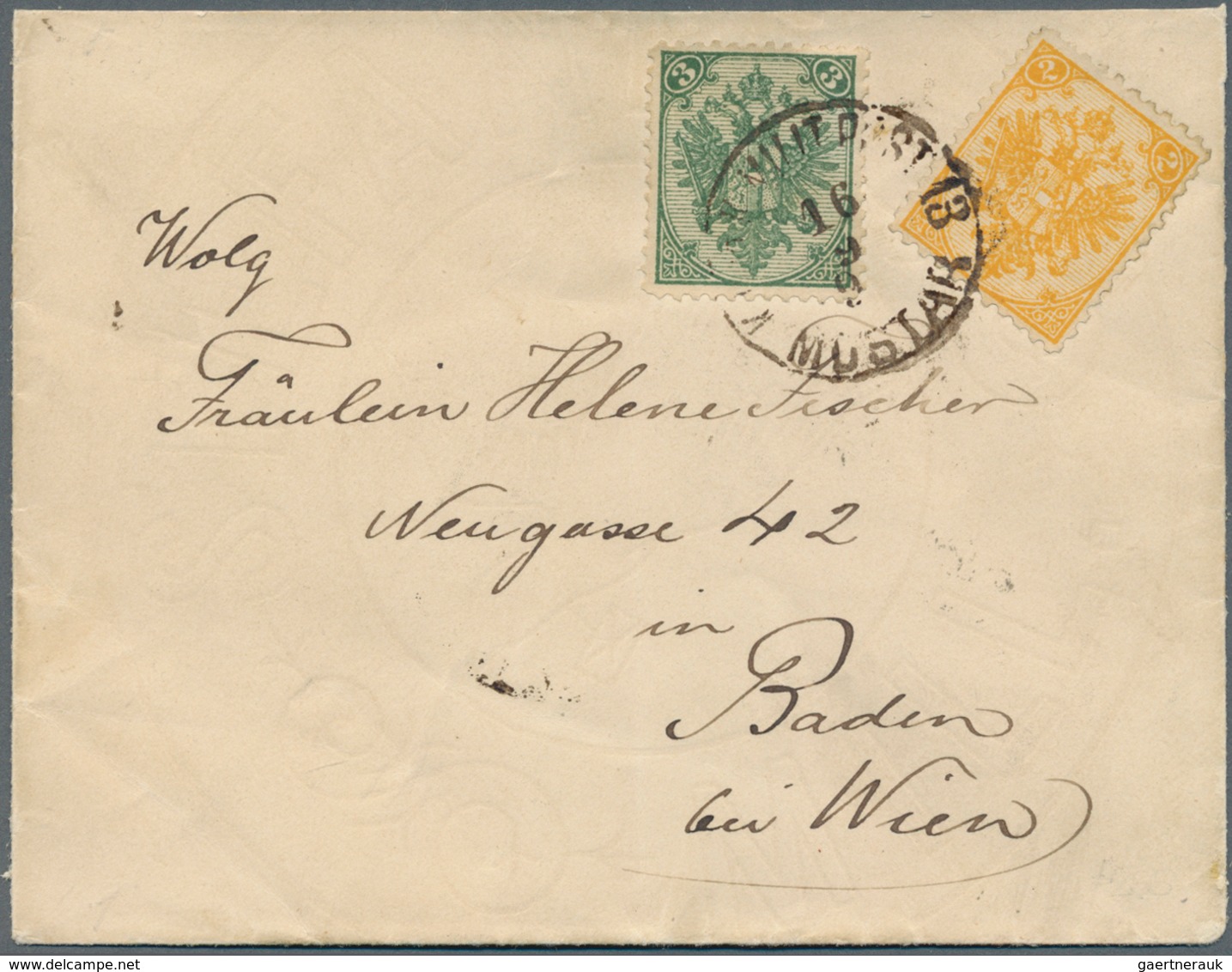 Bosnien Und Herzegowina (Österreich 1879/1918): 1893, Small, Nicely Monogrammed (Stefan Mill) Envelo - Bosnien-Herzegowina