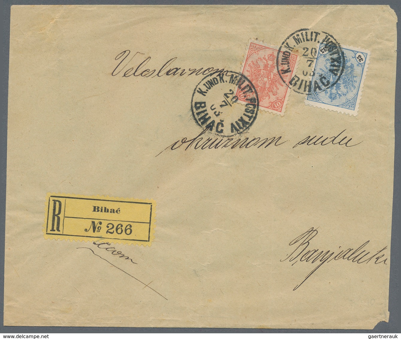 Bosnien Und Herzegowina (Österreich 1879/1918): 1903, Registered Pale Chamois Envelope (small Faults - Bosnie-Herzegovine