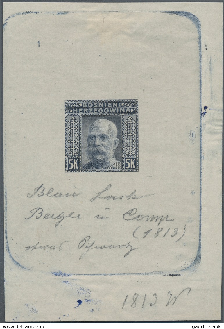 Bosnien Und Herzegowina (Österreich 1879/1918): 1906, King Franz Joseph I Light-blue, Die Proof On T - Bosnia And Herzegovina