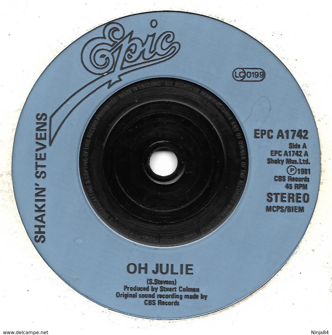 SP 45 RPM (7")   Shakin' Stevens  "  Oh Julie  "  Angleterre - Rock