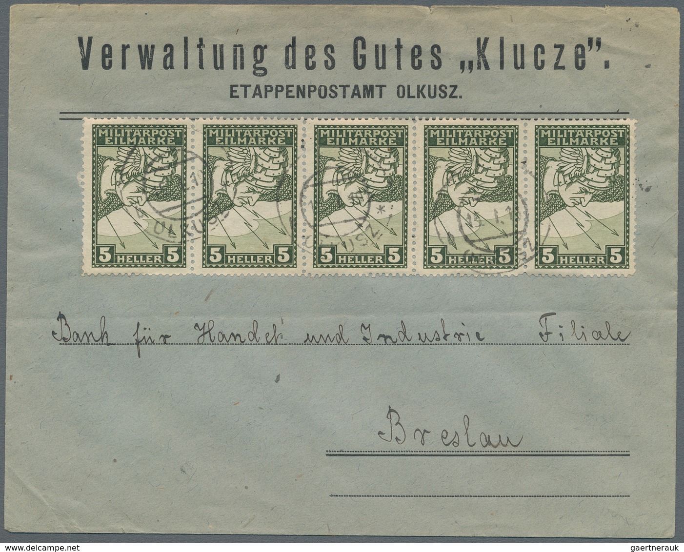 Bosnien Und Herzegowina (Österreich 1879/1918): 1919. Printed Envelope "Verwaltung Des Gutes "Klucze - Bosnia And Herzegovina