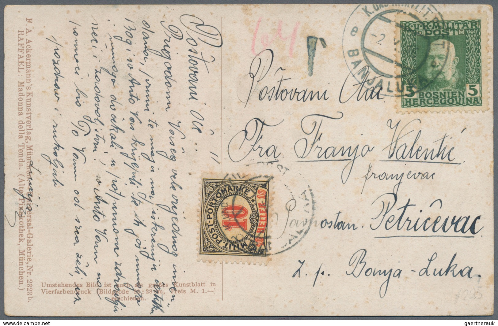 Bosnien Und Herzegowina (Österreich 1879/1918) - Portomarken: 1916, Raphael’s “MADONNA DELLA TENDA” - Bosnia And Herzegovina