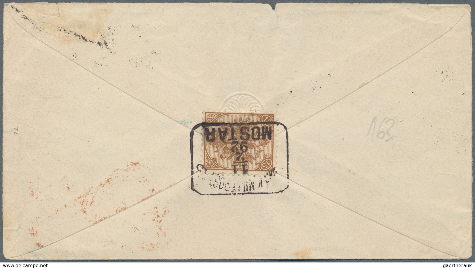 Bosnien Und Herzegowina - Ganzsachen: 1892, 5 Kr. Stationery Envelope (small Faults) Tied By Boxed " - Bosnia And Herzegovina