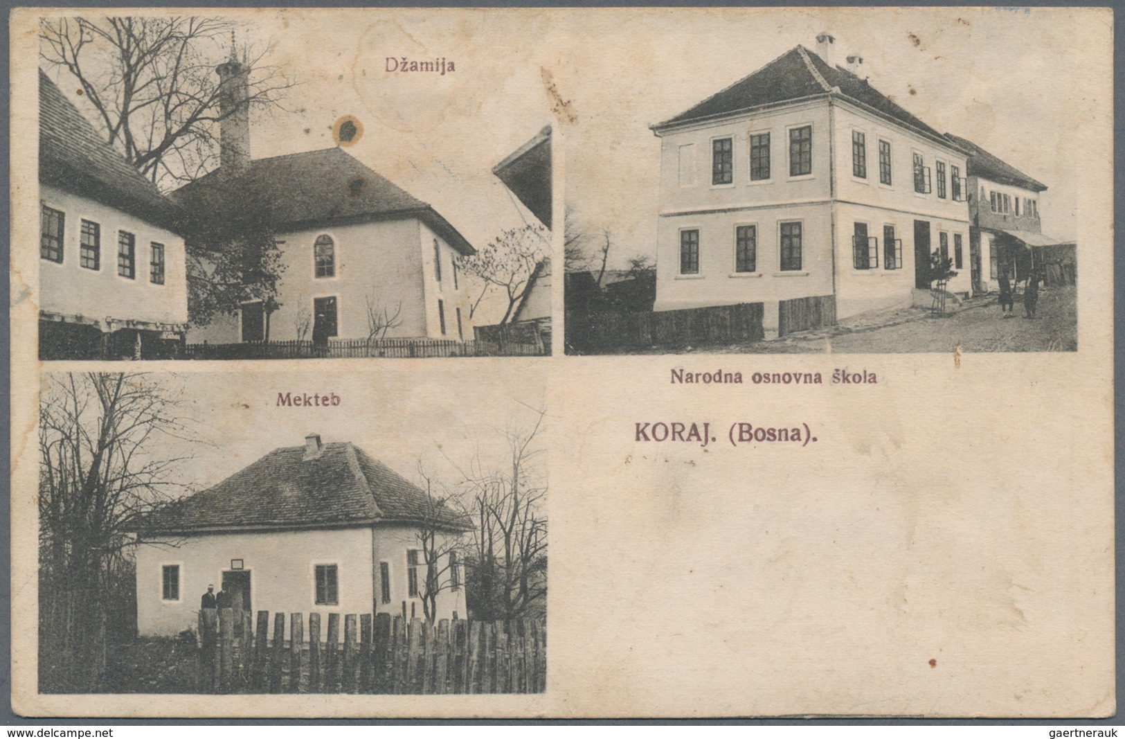 Bosnien Und Herzegowina - Stempel: 1914, Scarce KORAJ Ppc (three Views) To ILOK, Srijem, Showing Rar - Bosnie-Herzegovine