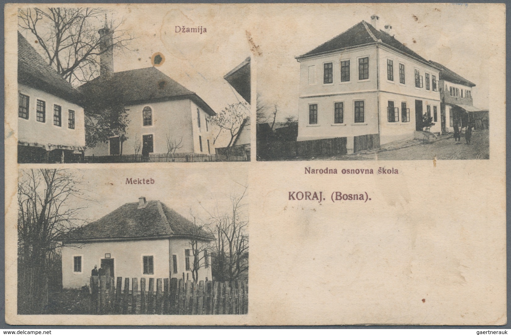 Bosnien Und Herzegowina - Stempel: 1914, Scarce KORAJ Ppc (three Views) To ILOK, Srijem, Showing Rar - Bosnien-Herzegowina