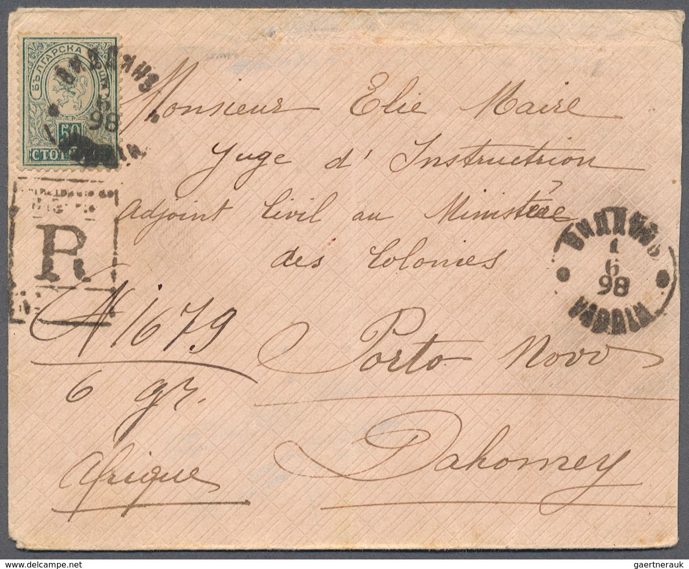 Bulgarien: 1898. Registered Envelope (small Unremarkable Vertical Crease In The Middle) Addressed To - Unused Stamps