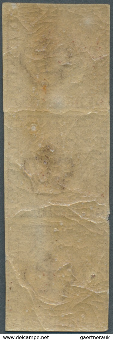 Dänemark: 1853 "Fire R.B.S." Dark Reddish Brown From 2nd Thiele Printing, Plate II, VERTICAL STRIP O - Oblitérés